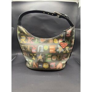 Dooney & Bourke Multi Color Letter Print Hobo Shoulder Bag Y2K Vintage Purse